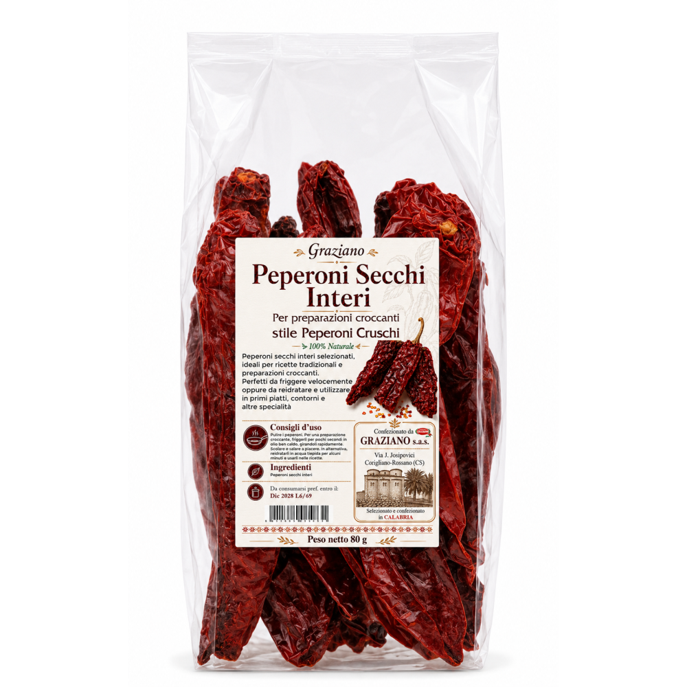Peperoni Secchi Interi 80 g Stile Crusco | Graziano