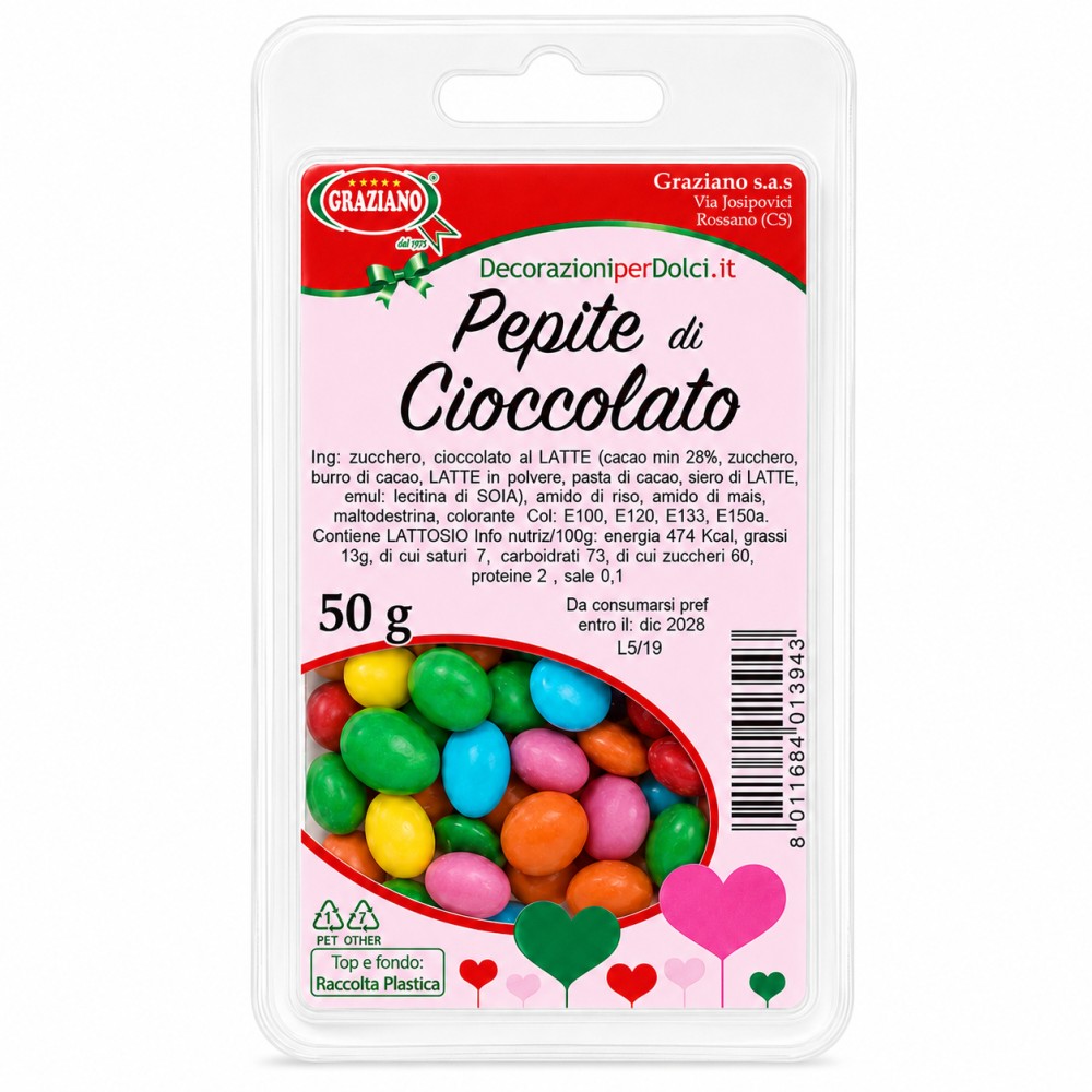 Pepite di Cioccolato Colorate 50 g per Decorare Torte | Graziano