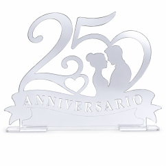 Topper 25 Anniversario Matrimonio Argento in Plexiglass