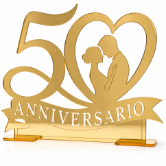 Topper 50 Anniversario Matrimonio Oro in Plexiglass