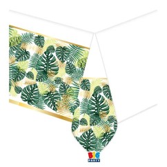 Tovaglia Tropical Foglie e Bordo Oro 140x270 cm | Graziano
