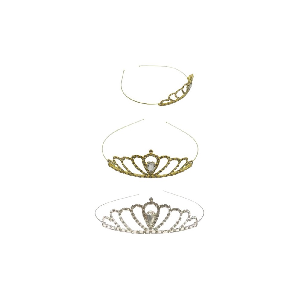 Coroncina Tiara con Strass Oro e Argento per Compleanno
