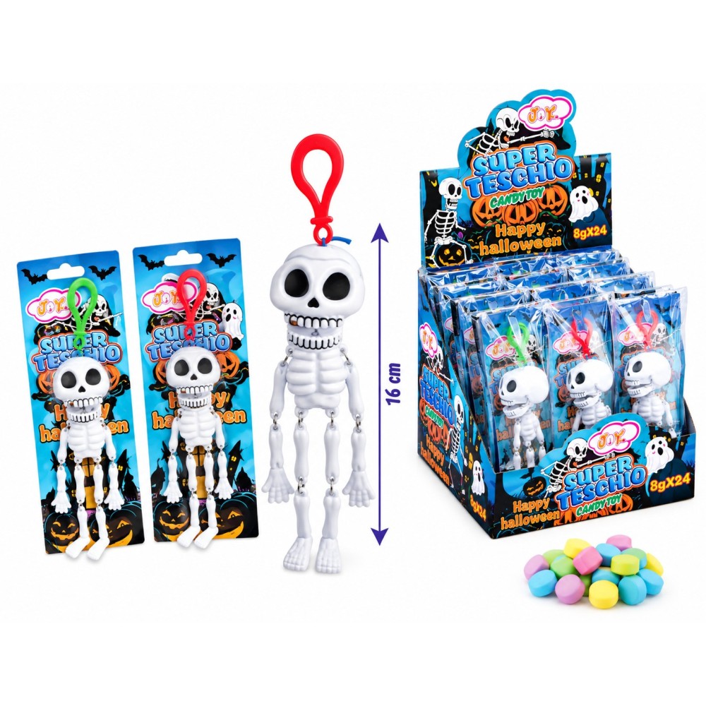 Portachiavi Scheletro Halloween con Caramelle 16 cm