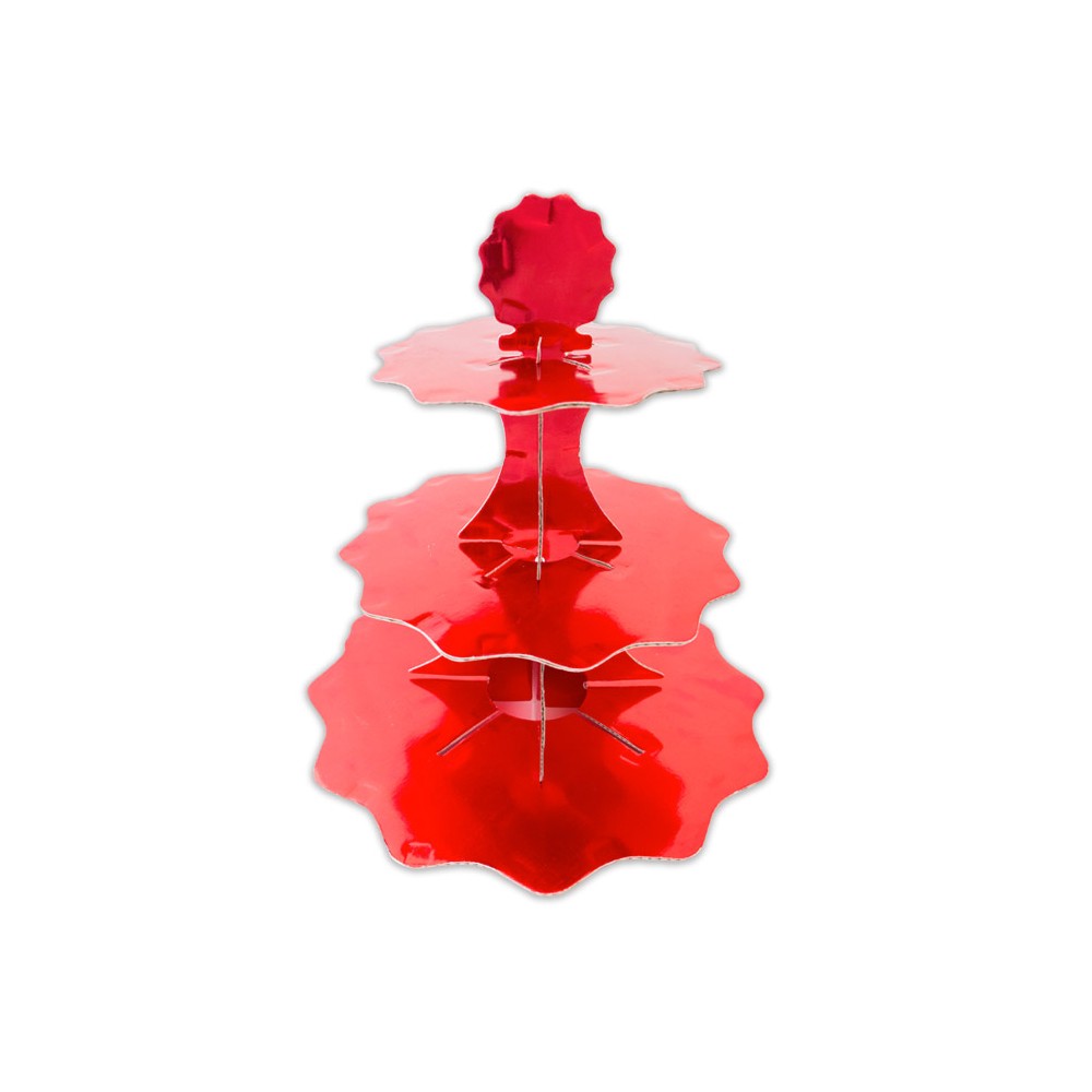 Alzatina Rossa Metal 3 Piani in Cartoncino 35 cm | Graziano