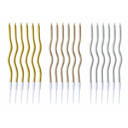 Candeline a Spirale 16 cm – 12 Pezzi Oro e Argento