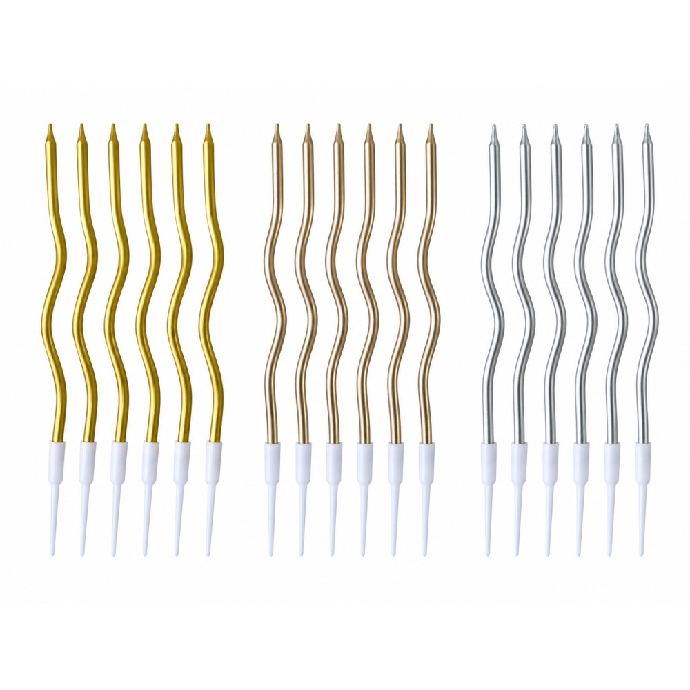 Candeline a Spirale 16 cm – 12 Pezzi Oro e Argento