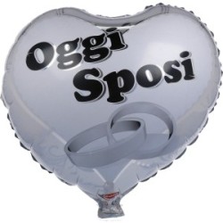 Palloncino Mylar Cuore Oggi Sposi Argento 46 cm | Graziano