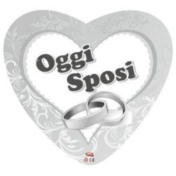 Palloncino Mylar Cuore Oggi Sposi Argento 46 cm | Graziano