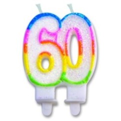 Candeline 60 anni glitter per compleanno