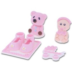 Set nascita  Rosa in zucchero 4 pz