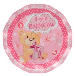 Piatto piccoli Battesimo rosa