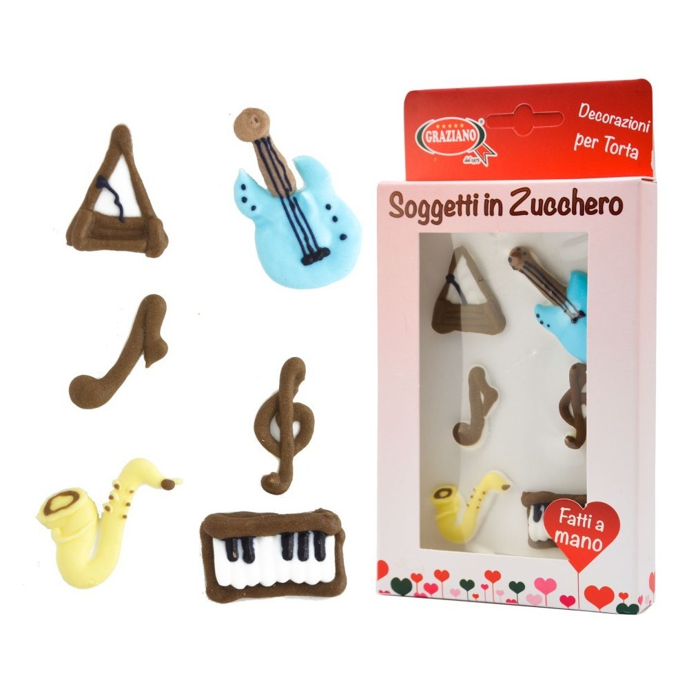 Soggetti strumenti musicali zucchero 6 pz