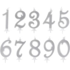 Candelina Numerale Glitter Argento | Graziano Sas